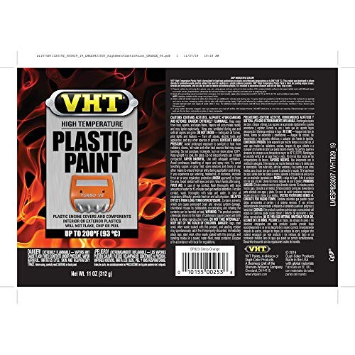 VHT High Temperature Plastic Spray Paint 11oz Orange Fast Dry Automotive Paint