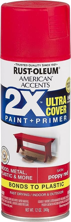 Rust-Oleum 327928 American Accents Spray Paint, 12 Ounce, Satin Poppy Red