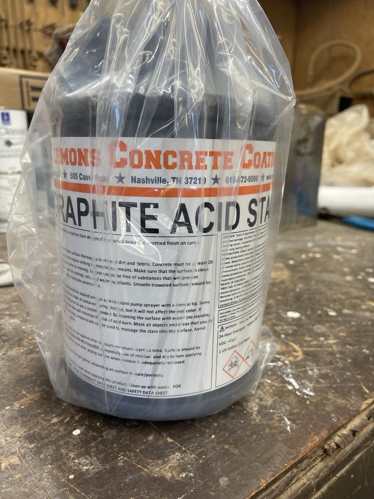 Clemons Reactive Acid Concrete Stain/ Graphite/ Gallon
