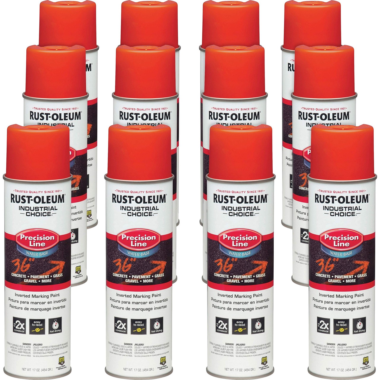 Rust-Oleum 203035-12PK Industrial Choice Inverted Water-Based Marking Spray P…