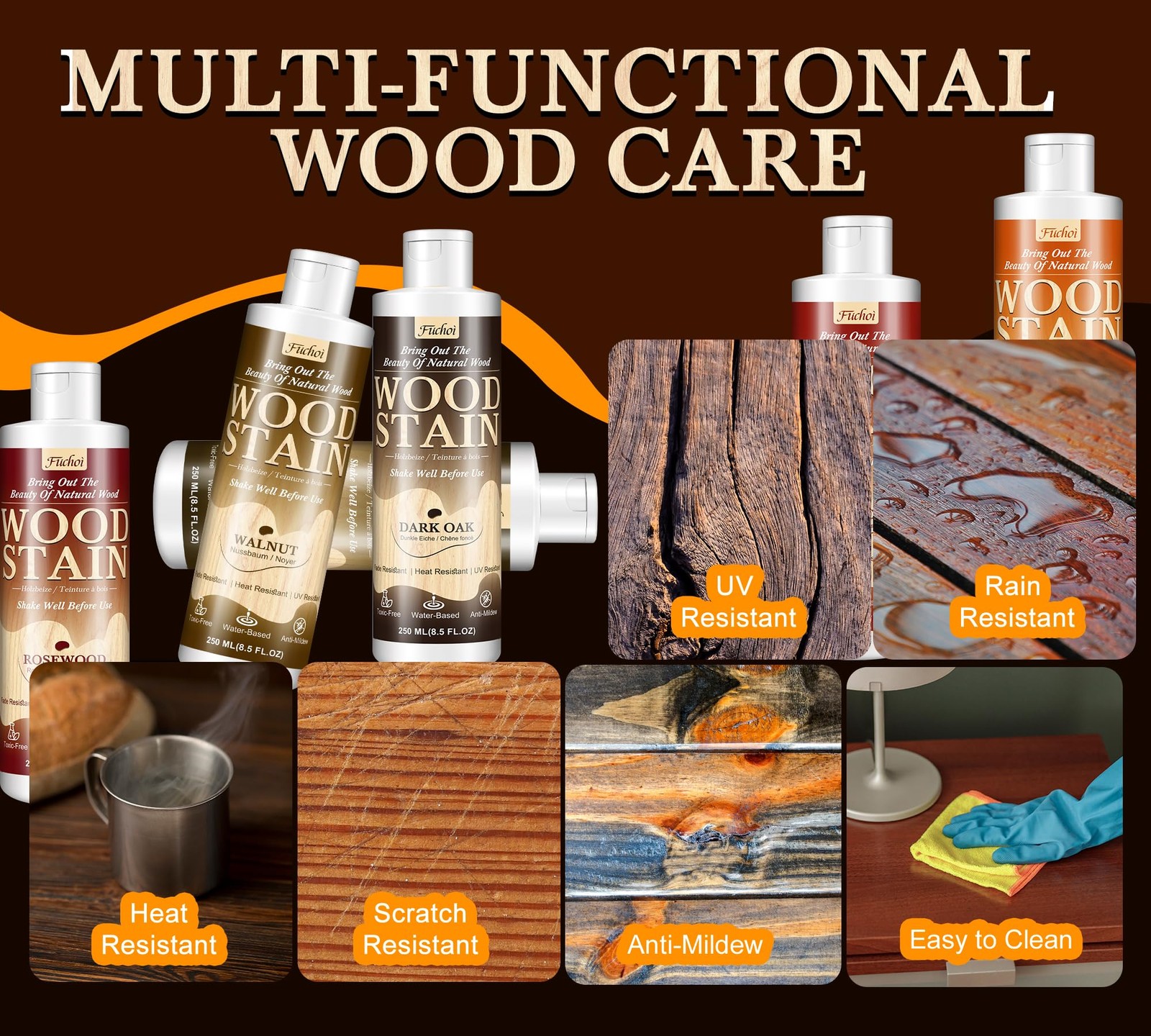 Wood Stain 8.5oz – Golden Oak | Water Based Furniture Stain & Wood Varnish fo…