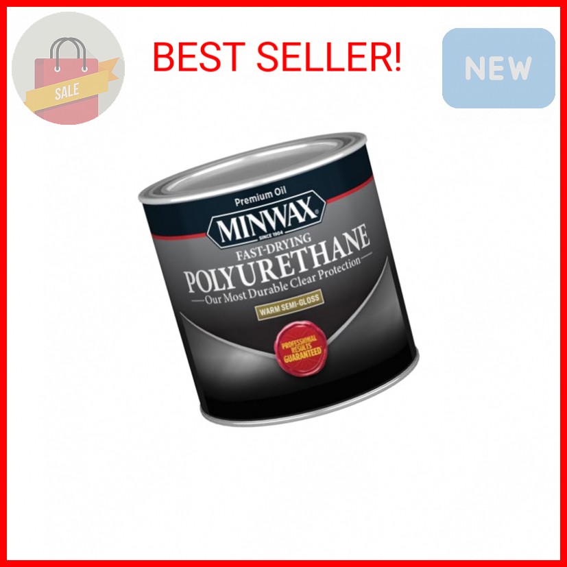 Minwax Fast Drying Polyurethane Protective Wood Finish, Clear Semi-Gloss, ½ Pint