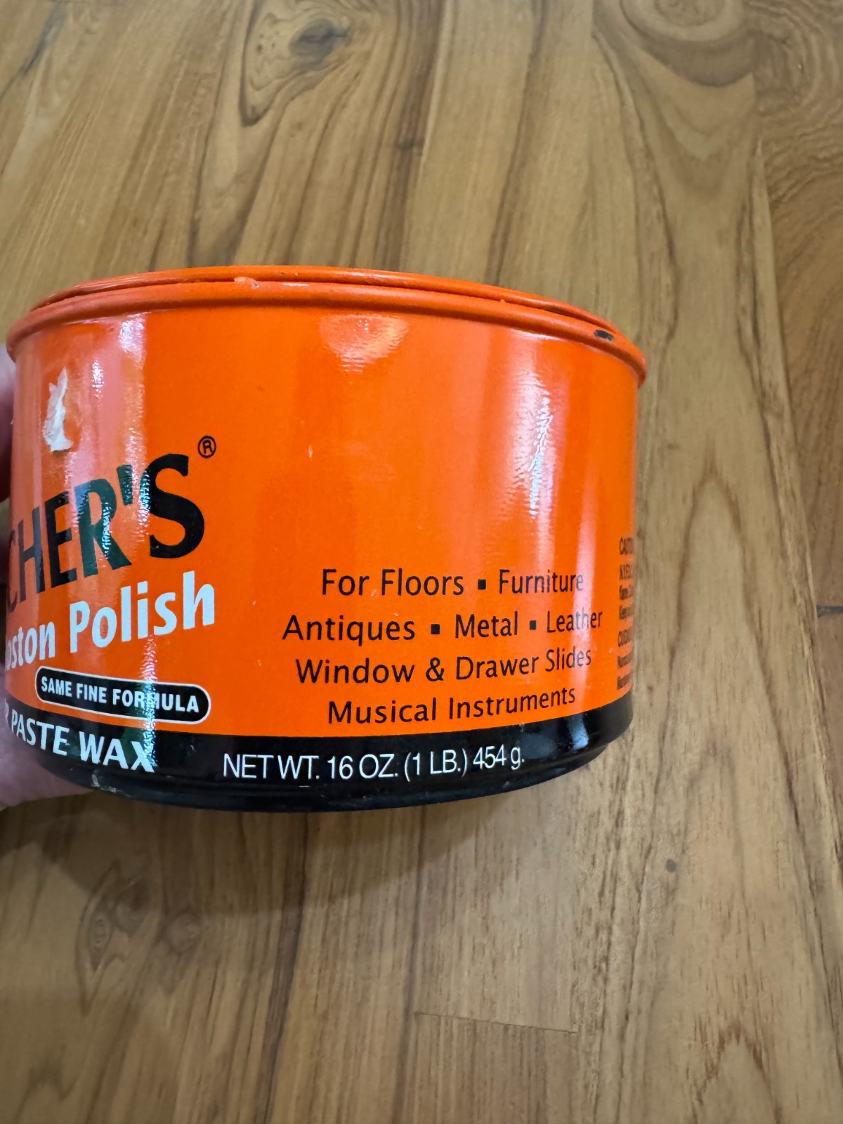 Butcher’s Boston Polish Amber Paste Wax 16 oz Tin ~85% Full