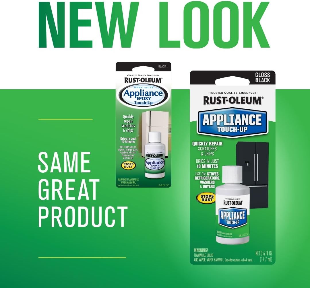 Rust Oleum Appliance Touch Up Paint 0.6 Oz Black Quick Dry High Gloss Finish