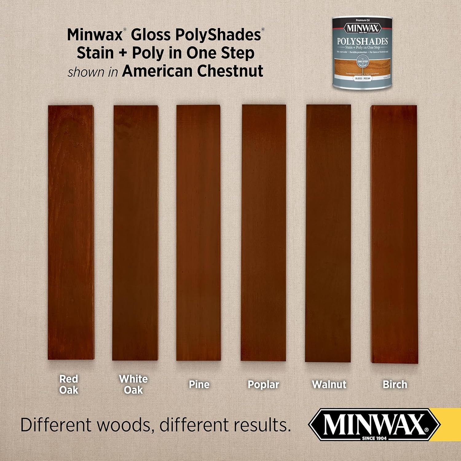 Transform Wood with 1 Quart American Chestnut Stain & Polyurethane, Gloss Finish