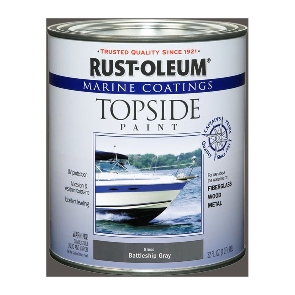 Rust-Oleum Gloss Battleship Gray, Marine Coatings Topside Gloss Boat Paint Quart