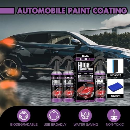 3Pcs Car Coating Spray, High Protection 3 in 1 Spray, 3 in 1 High Protection