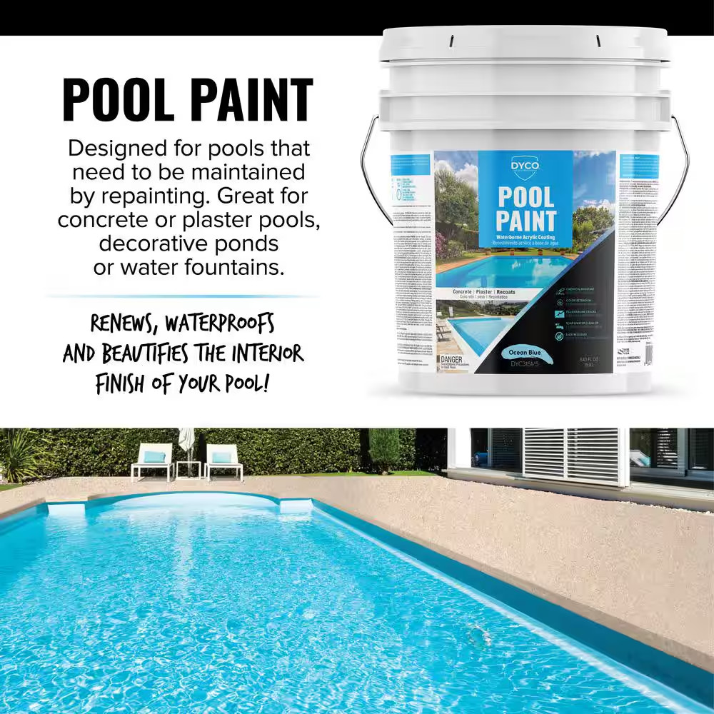 Pool Paint 5 Gal. 3151 Ocean Blue Semi-Gloss Acrylic Exterior Paint