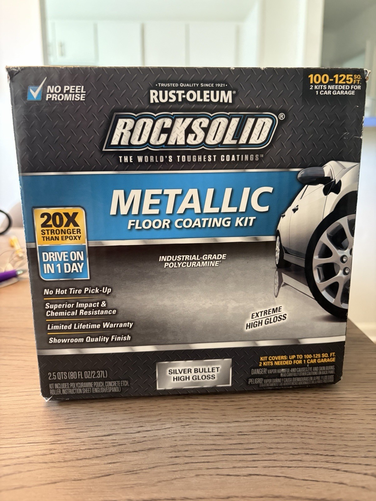 Rust-Oleum 286893 RockSolid Metallic Floor Coating Silver Bullet 80 Oz Pouch