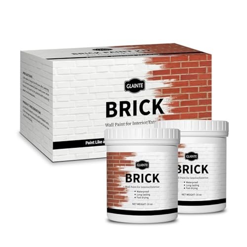Brick Transformation Paint for Fireplaces, Walls & Concrete – 32 oz Kit, White,