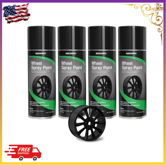 Aluminum Wheel Spray Paint Semi-Gloss Black 4x13oz