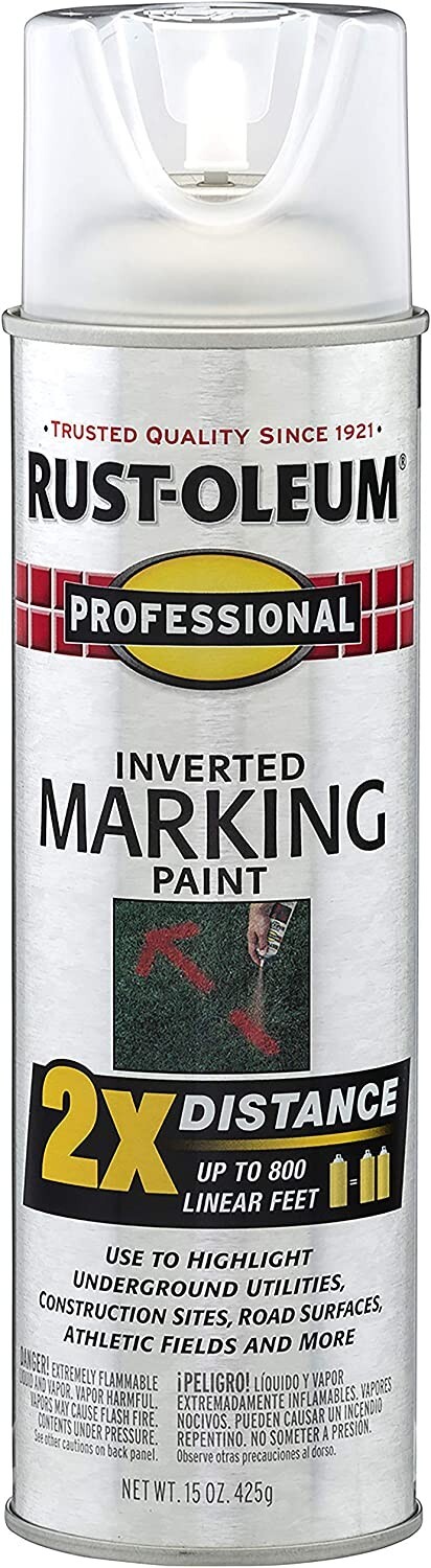Rust-Oleum 266594 Professional 2X Distance Inverted Marking Paint, 15 oz, Clear