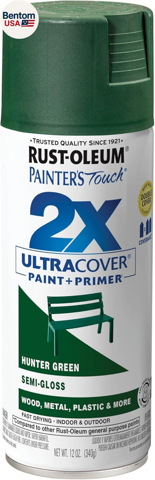249853 Painter’S Touch 2X Ultra Cover Spray Paint, 12 Oz, Semi-Gloss Hunter Gree