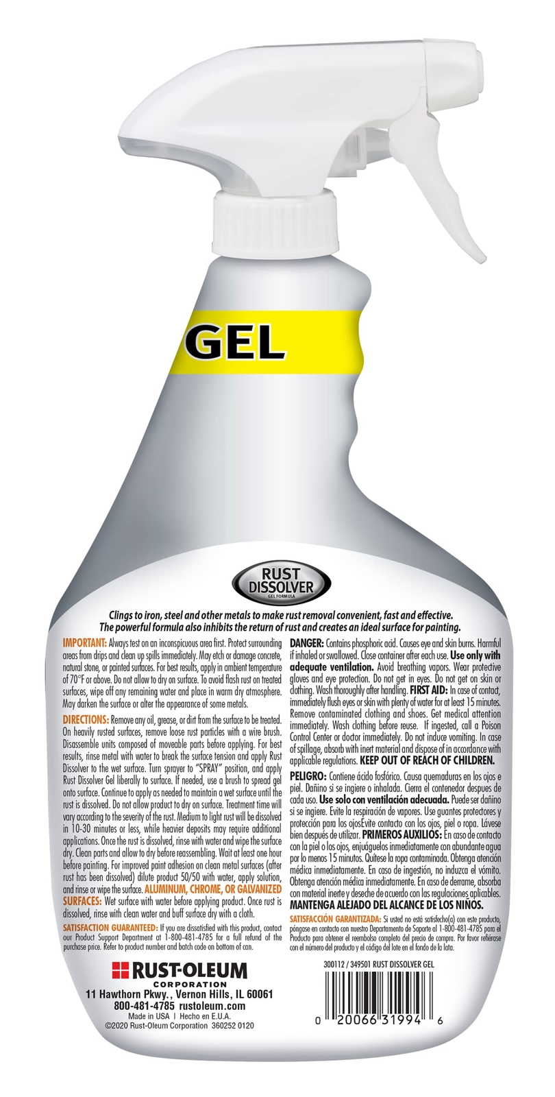 Rust Oleum Rust Dissolver Spray Gel 32 Oz Gel Clings To Metal Quickly Removes…