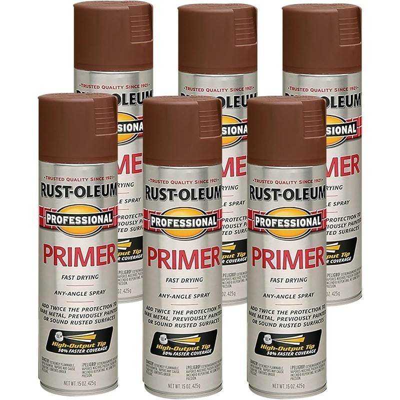 Oil Based Spray Primer Metal Wood Concrete Corrosion Resistant 15oz Pack 6 New