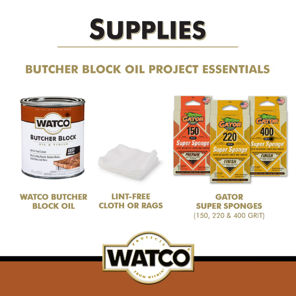 2 Pack Rust-Oleum Watco Butcher Block Oil, Clear, Wood Finish, Food Safe, 16 oz