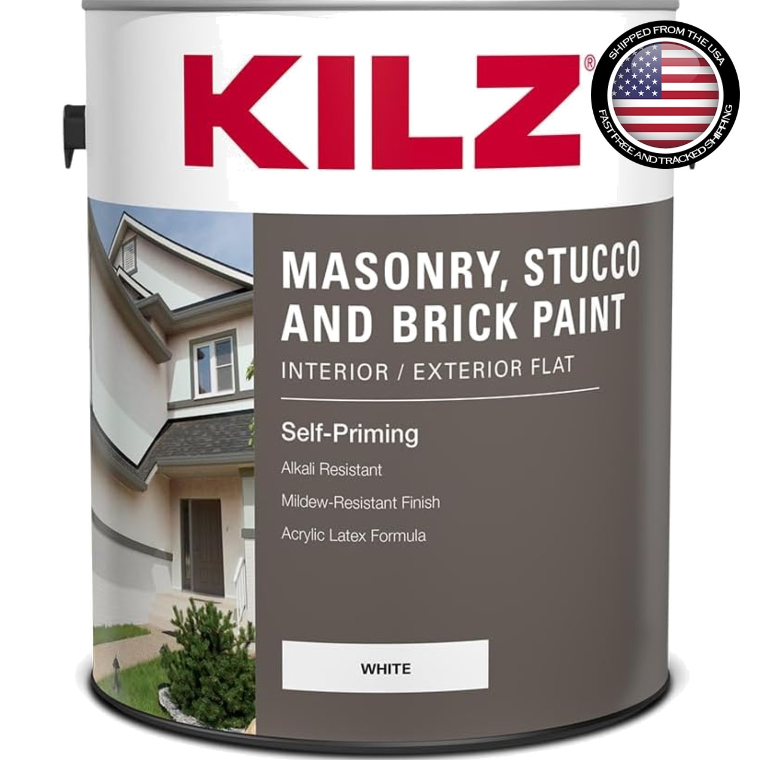 Paint 1 Gallon Masonry Stucco Brick Flat Water-Resistant Exterior Interior