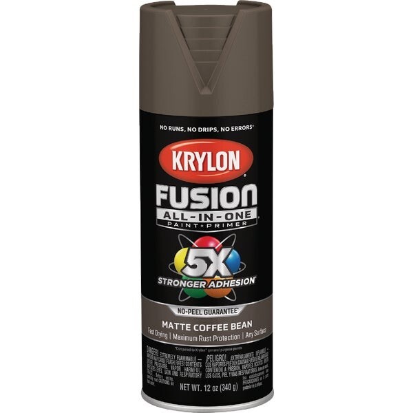 (6)-Krylon Fusion All-In-One 12 Oz. Matte Spray Paint, Coffee Bean