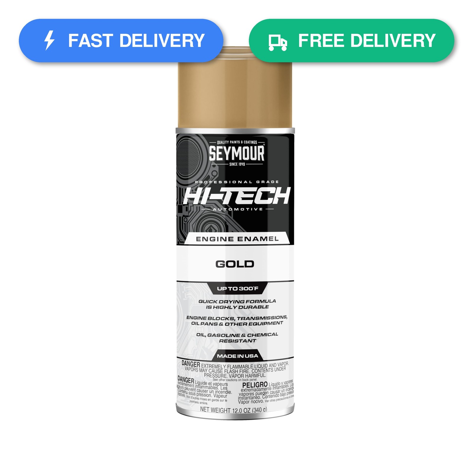 Seymour EN-50 Hi-Tech Engine Spray Paint, Universal Gold 12 Ounce Pack of 1