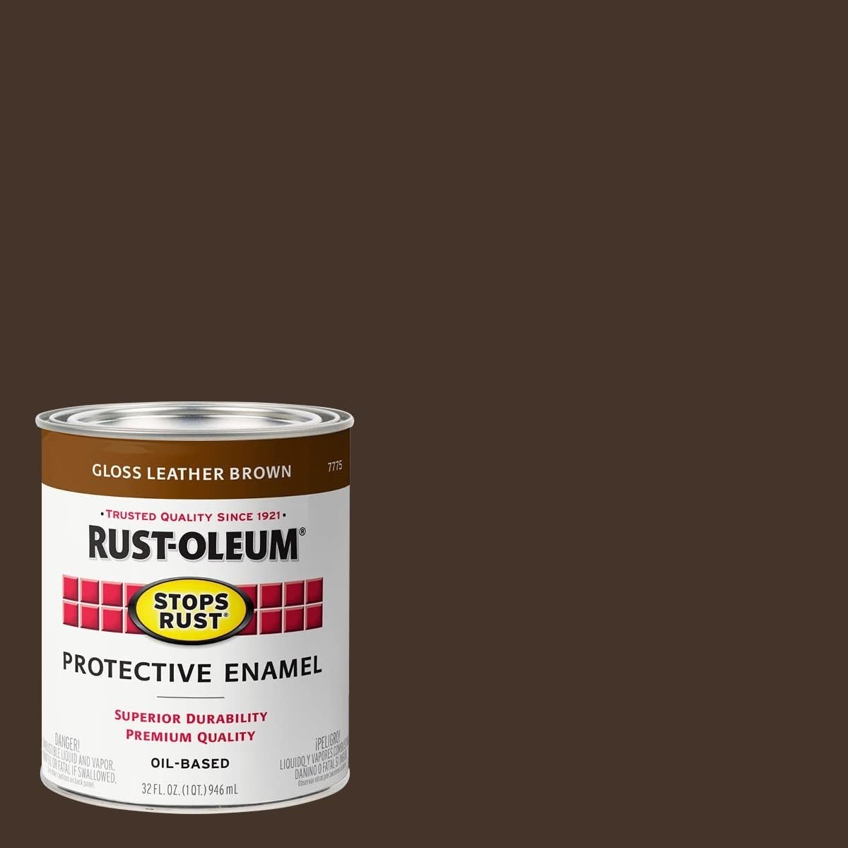 Rust-Oleum 7775502-2PK Stops Rust Brush On Paint, Quart, Gloss Leather Brown,…