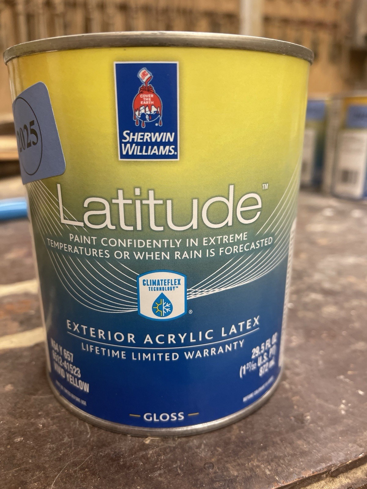1 Quart Sherwin Williams Latitude / Vivid Yellow Exterior Gloss Acrylic Paint