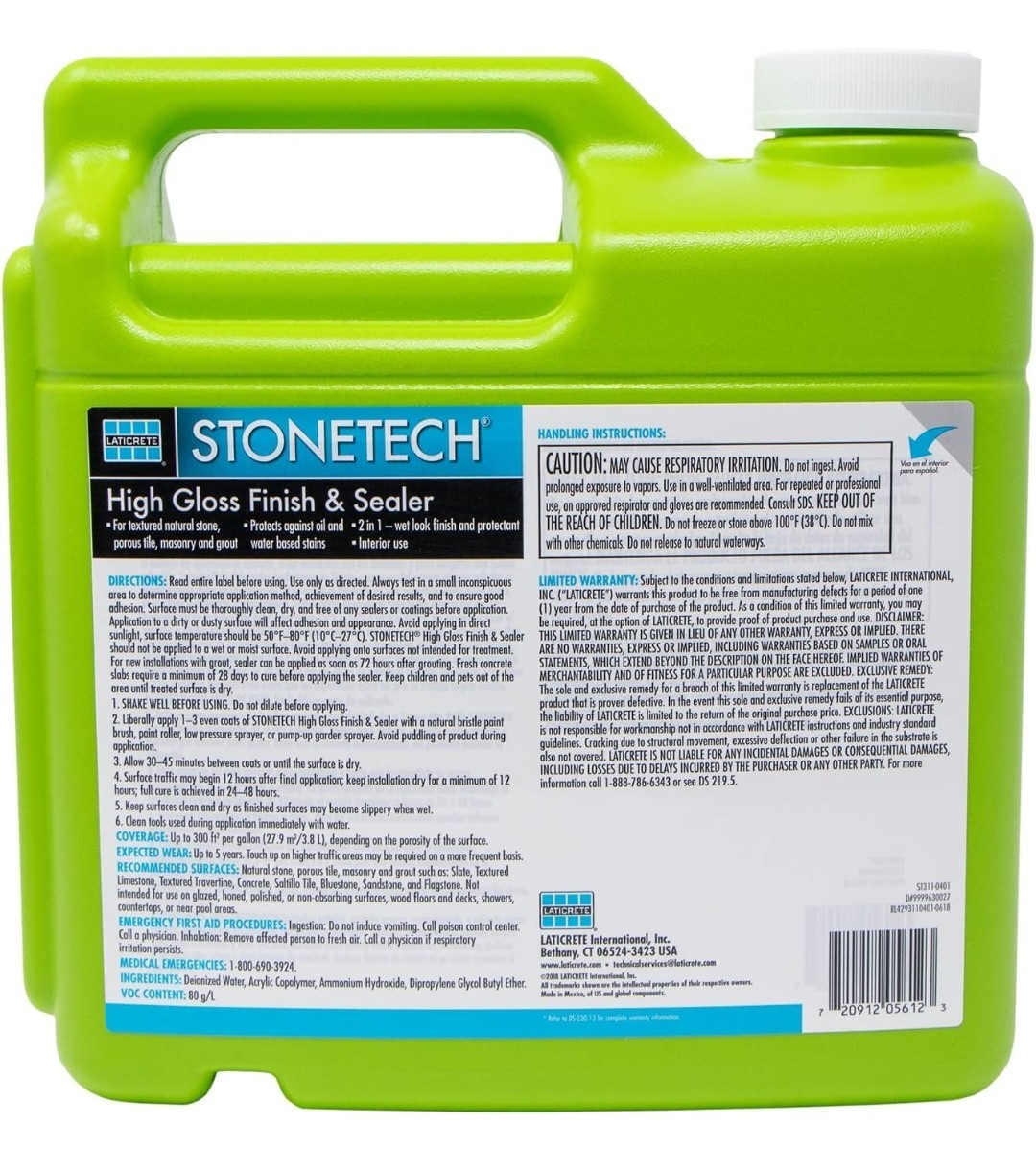 2-pack/2 Gal, STONETECH High Gloss Finish & Sealer, 2x 1 Gallon (3.8L) Bottles
