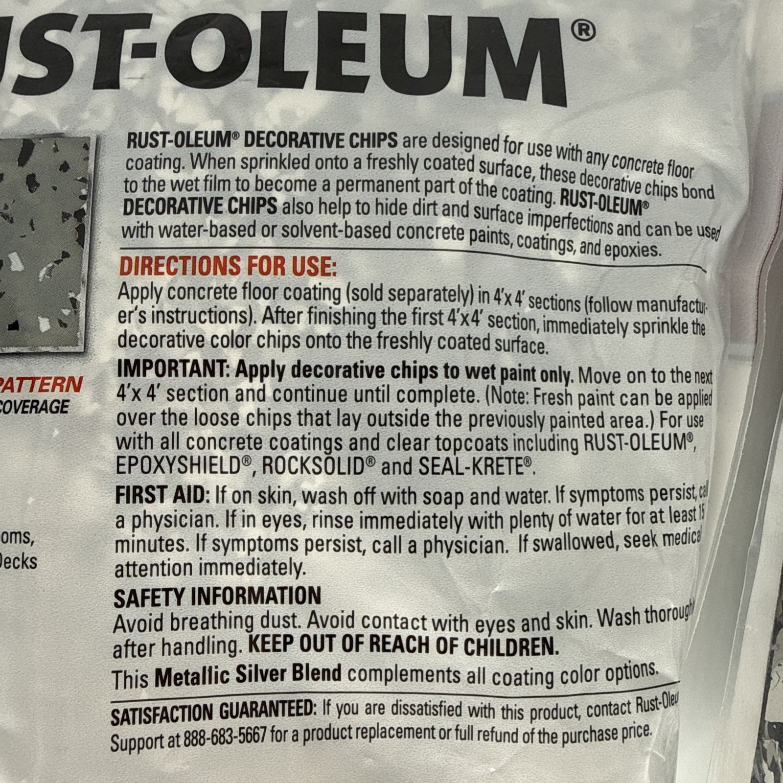 Two Rust-Oleum Decorative Color Chips Metallic Silver Blend 1 LB Item # 336054