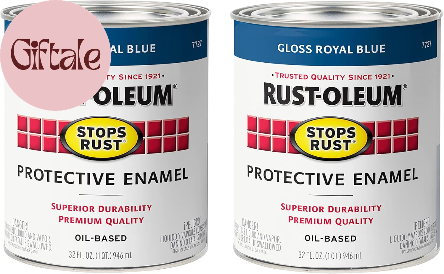 7727502-2PK Stops Rust Brush on Paint, Quart, Gloss Royal Blue, (Pack of 2)