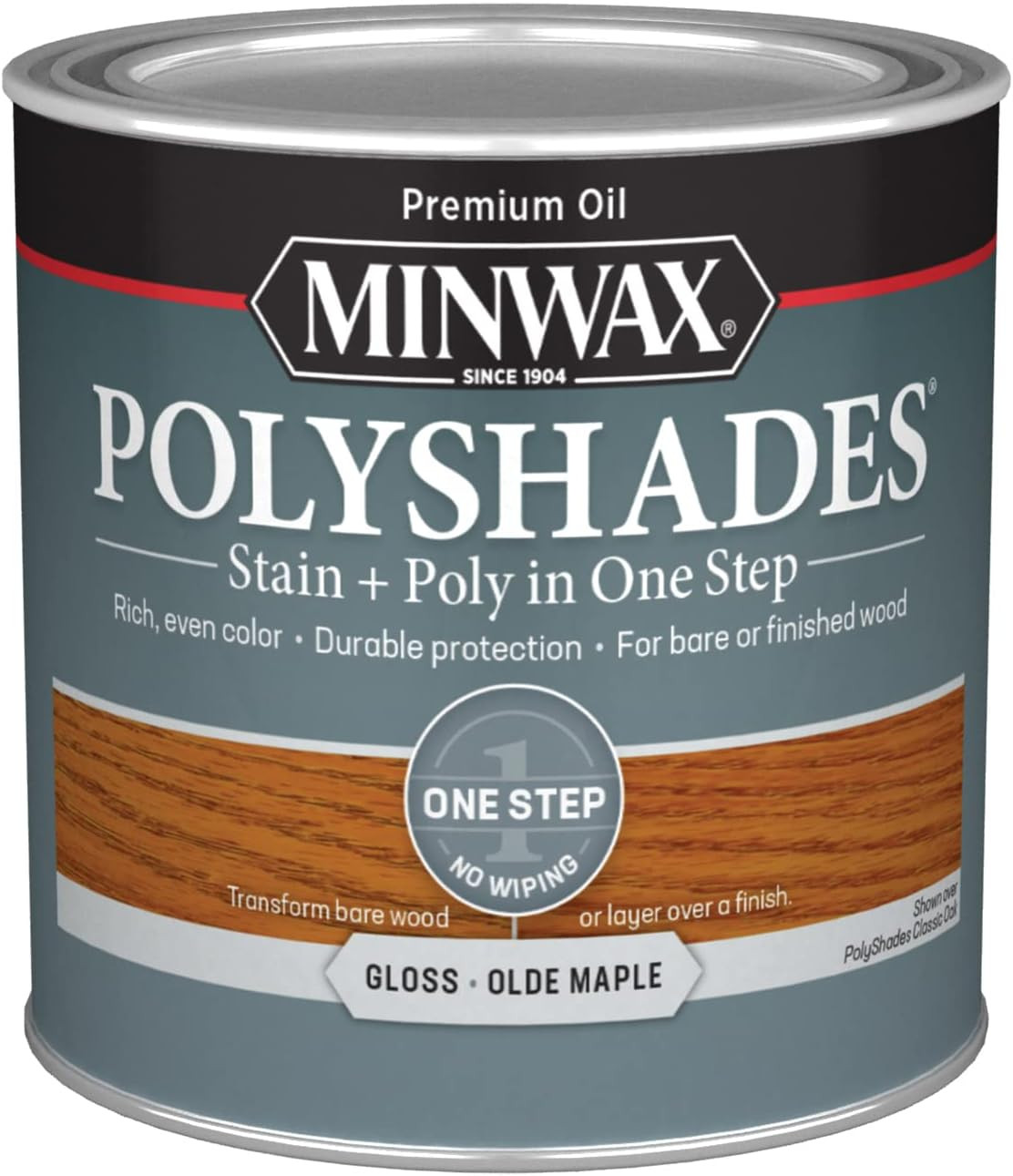 Polyshades Wood Stain + Polyurethane Finish – ½ Pint, Olde Maple, Gloss