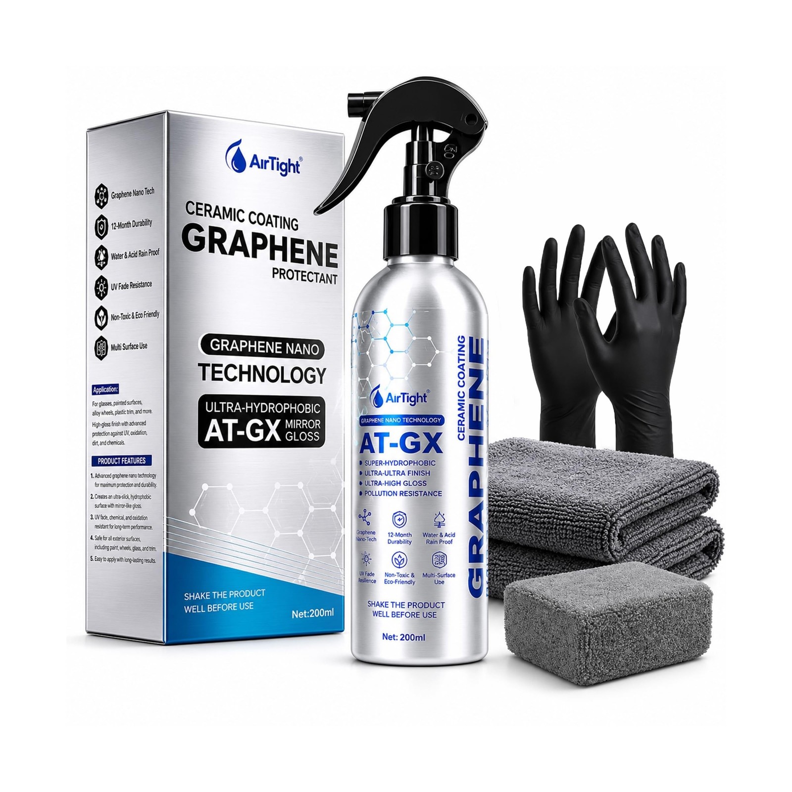 AirTighT Advanced Graphene Ceramic Coating 200ml AT-GX Nano Protectant Long-L…