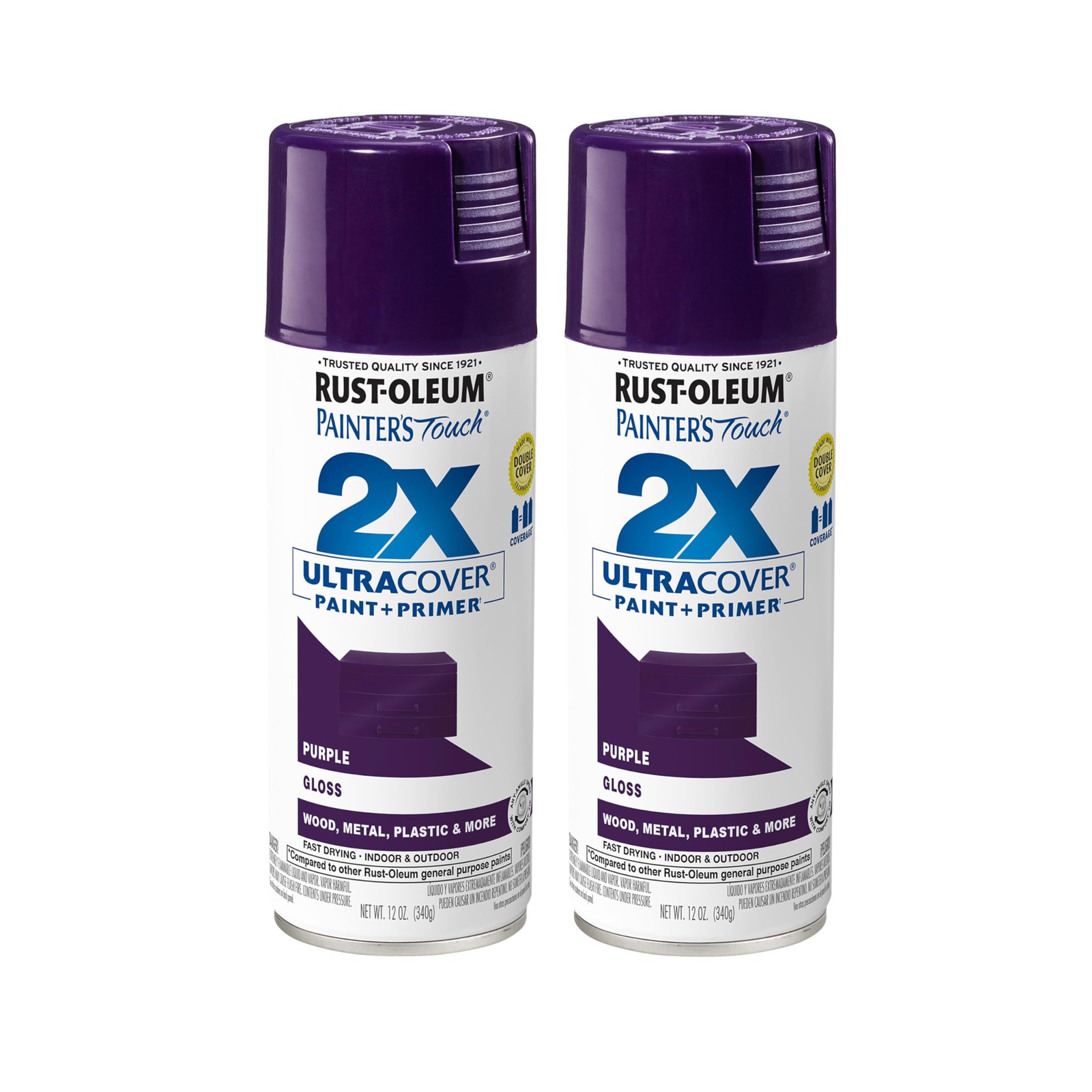 334042 2PK Painter’s Touch 2X Ultra Cover Spray Paint 12 oz Gloss Purple 2 Pack