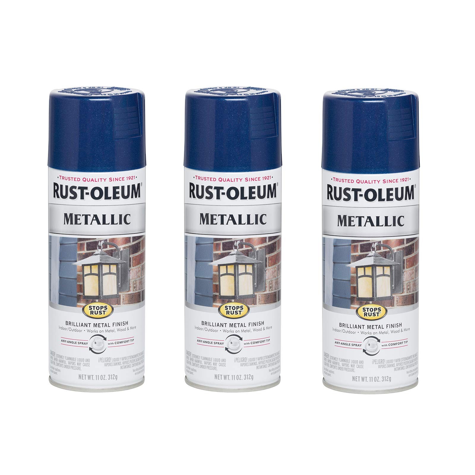 Rust Oleum Stops Rust Metallic Spray Paint Cobalt Blue 11 Ounce Pack Of 3