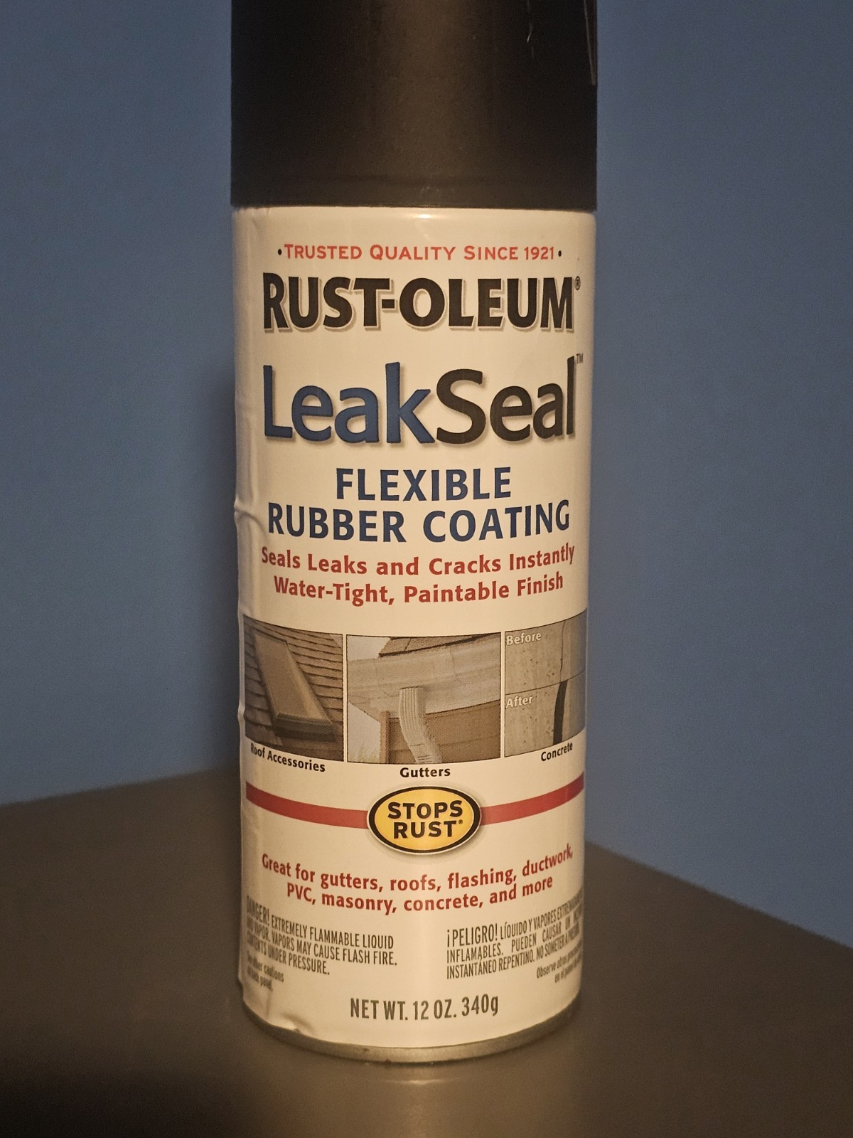 Black, Rust-Oleum LeakSeal Flexible Rubber Coating Spray Paint-265494, 12 oz