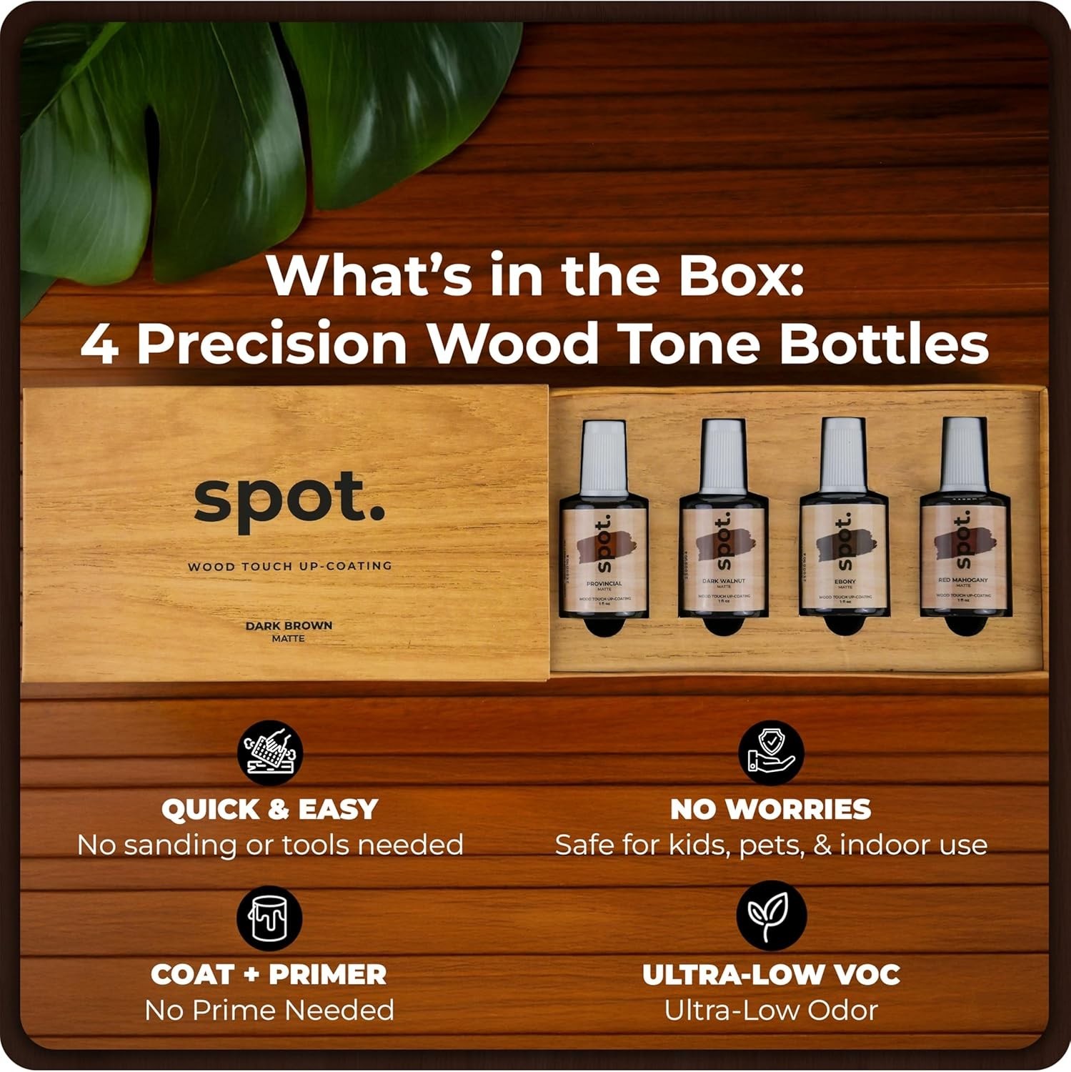 Dark Brown Wood Stain Repair Kit, Brush-On Touch-Up Stain Bottles, Provincial…