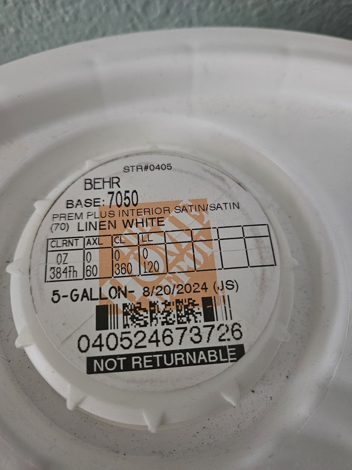 Behr Premium Plus Interior Satin Paint & Primer Linen White 5 gal Base 7050