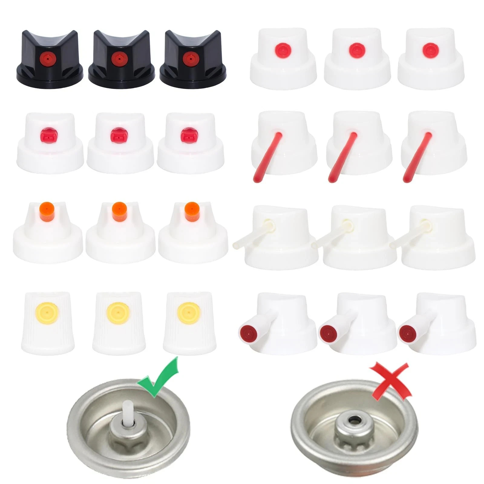 24PCS Spray Paint Caps & Nozzles Kit – Adapter Set for Male Cans, Spray Can N…