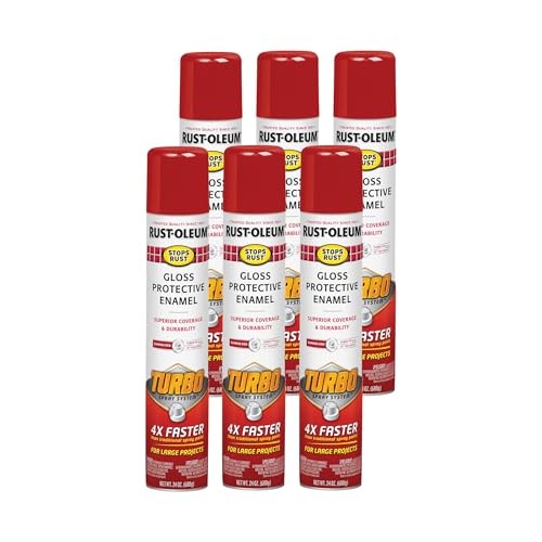 Rust-Oleum 393375-6PK Stops Rust Turbo Spray Paint, 24 oz, Gloss Sunrise Red, 6