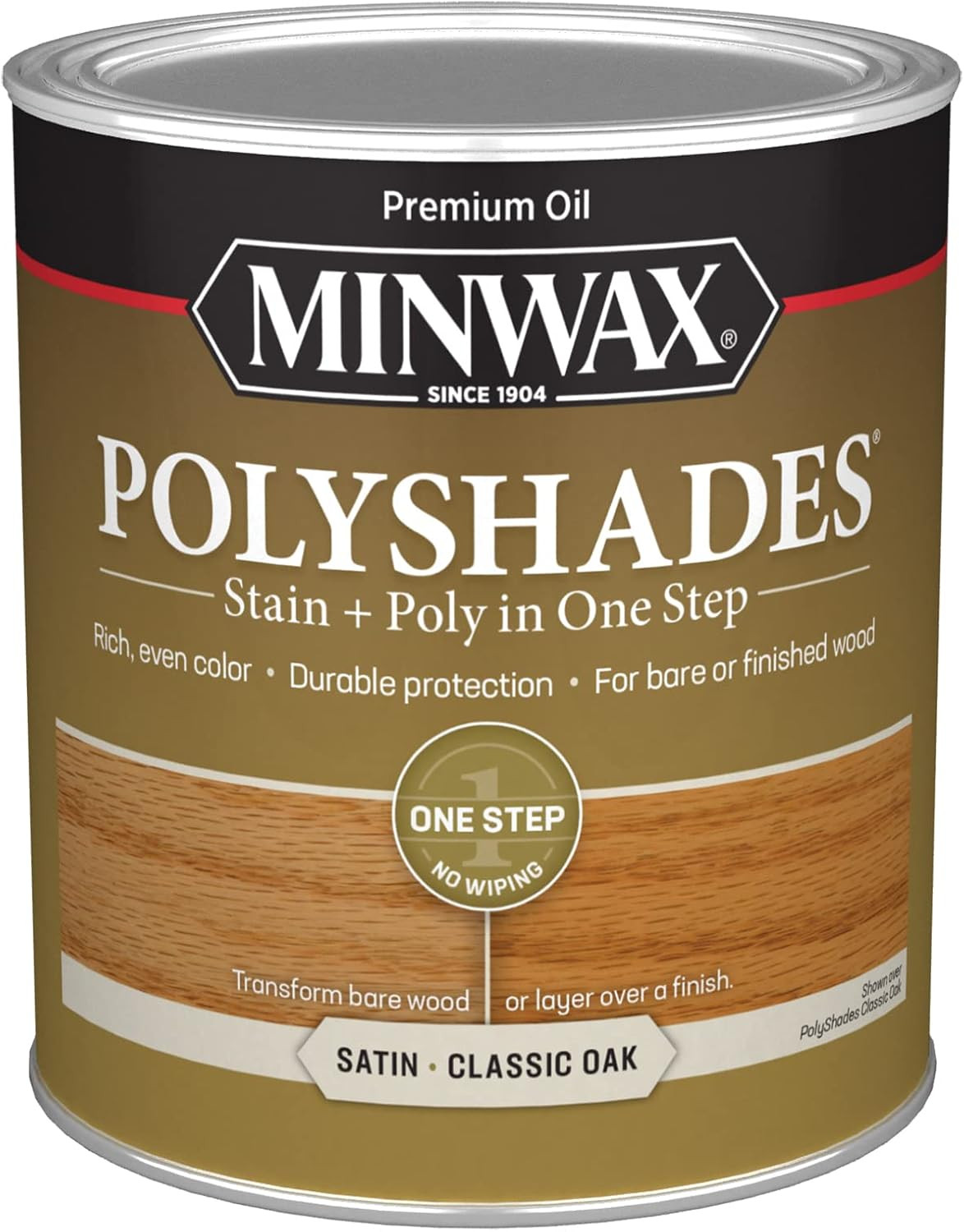 Polyshades Wood Stain + Polyurethane Finish – Quart, Classic Oak, Satin
