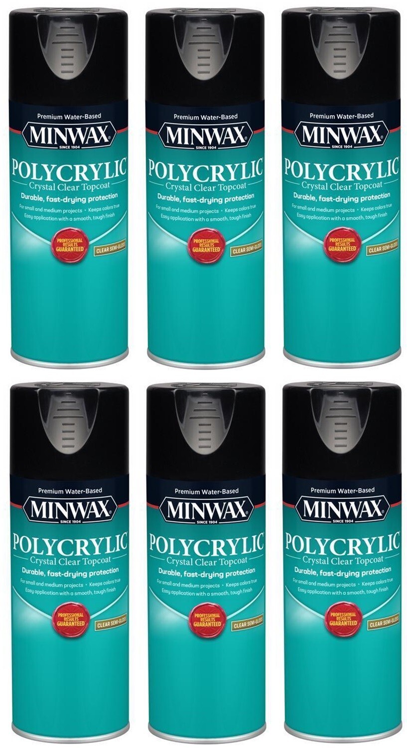 Minwax 34444 Water Based 11.5 oz Semi-Gloss Clear Polycrylic Spray – Pack of 6