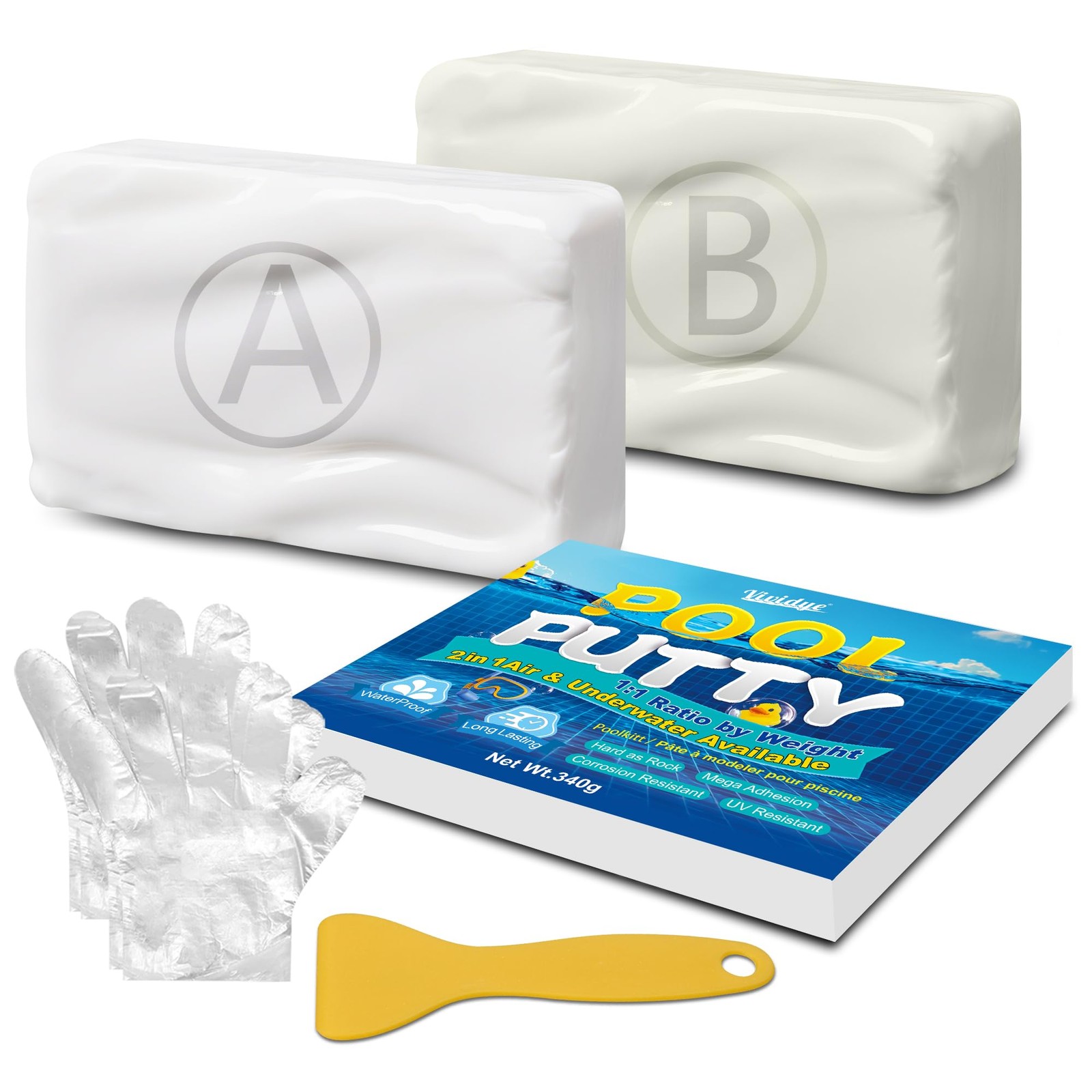 Pool Putty 12oz – 2 Part Epoxy for Leaks Underwater or Above, White