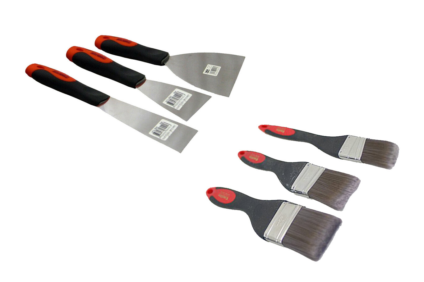 High Quality 40-60-100mm Putty Knives Knife Scraper+1″-2″-4″ Paint Brush 6pc Set