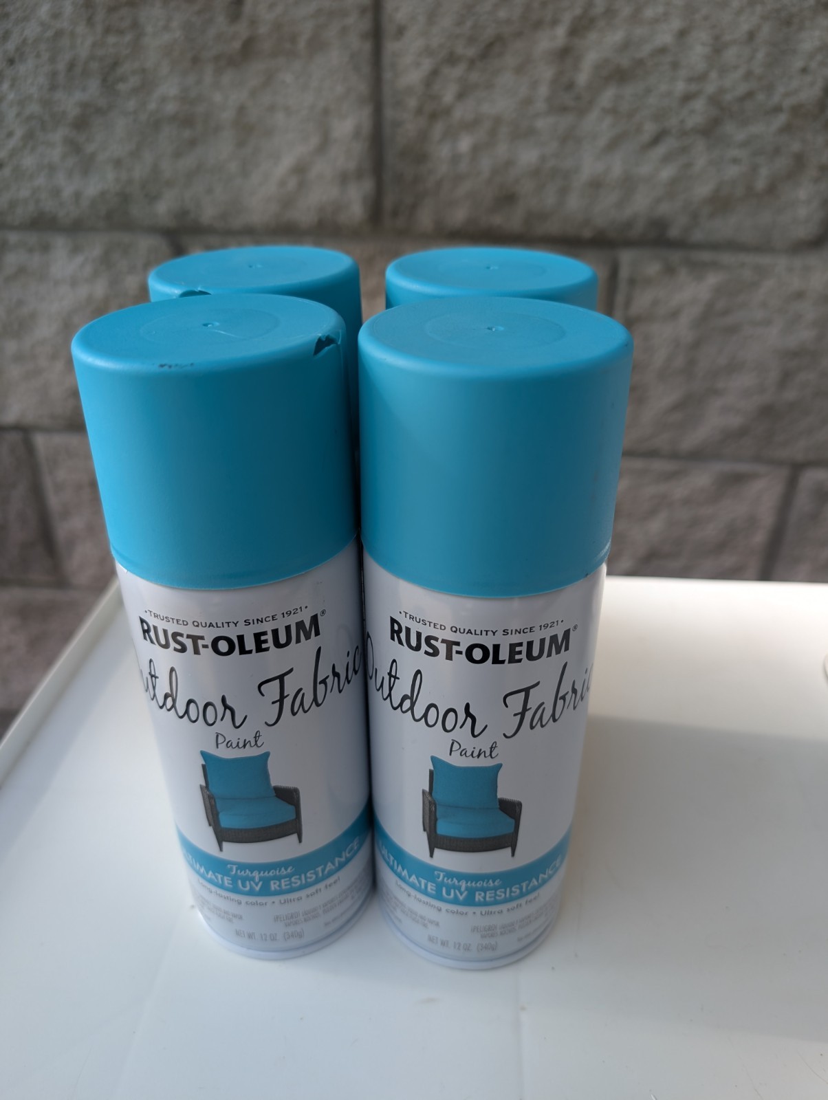 4x 12-ounce cans Rust-Oleum Outdoor Fabric Spray Paint – Turquoise – NEW
