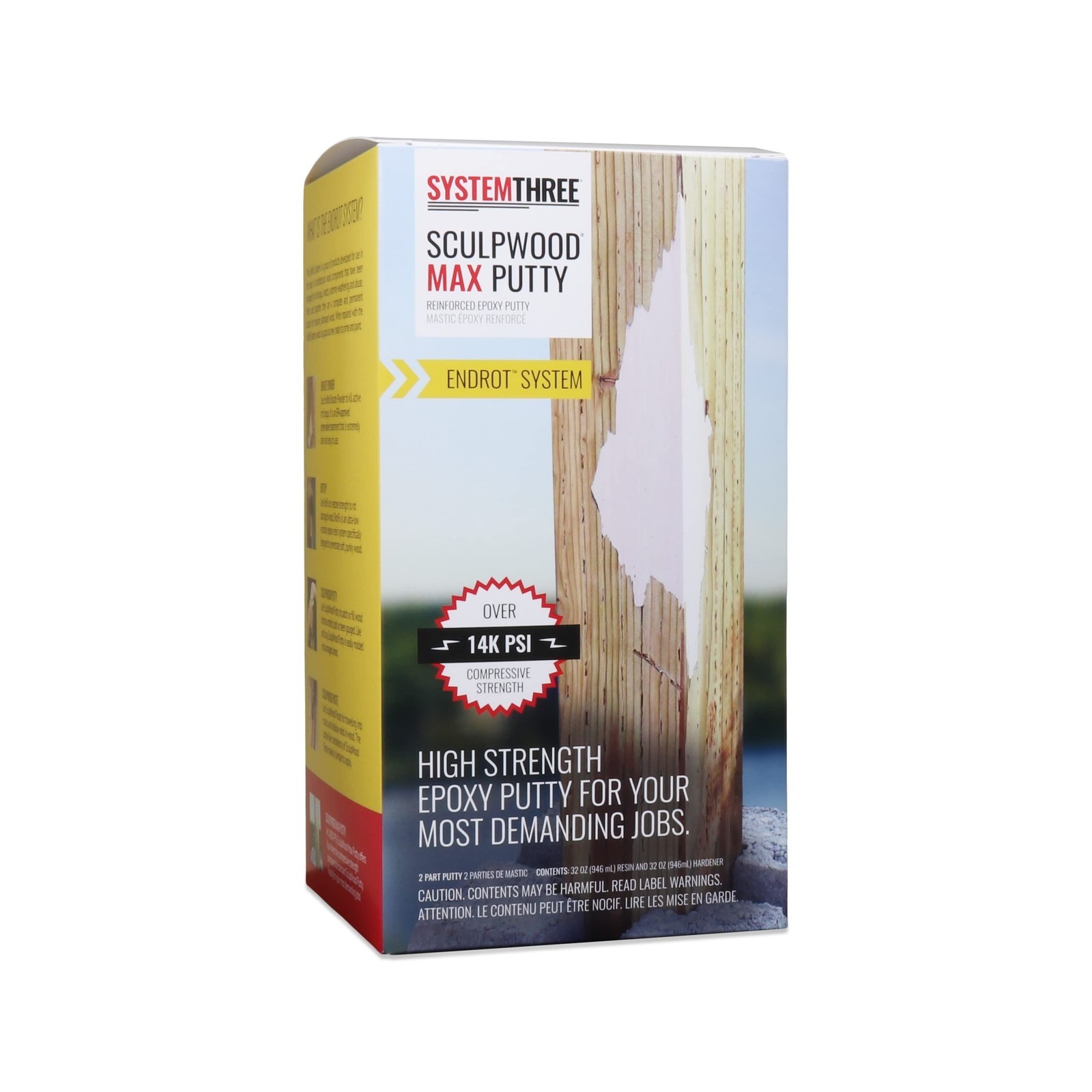 System Three SculpWood Max Putty Epoxy Wood Filler, 1/2 Gallon Kit