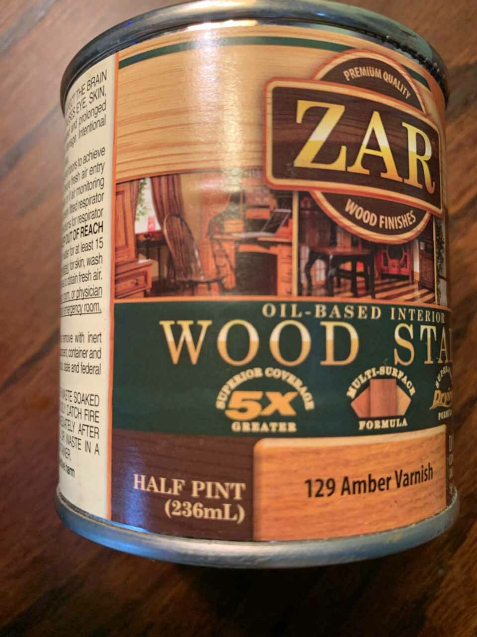Zar Interior Stain, 129 AMBER VARNISH, 1/2 pint