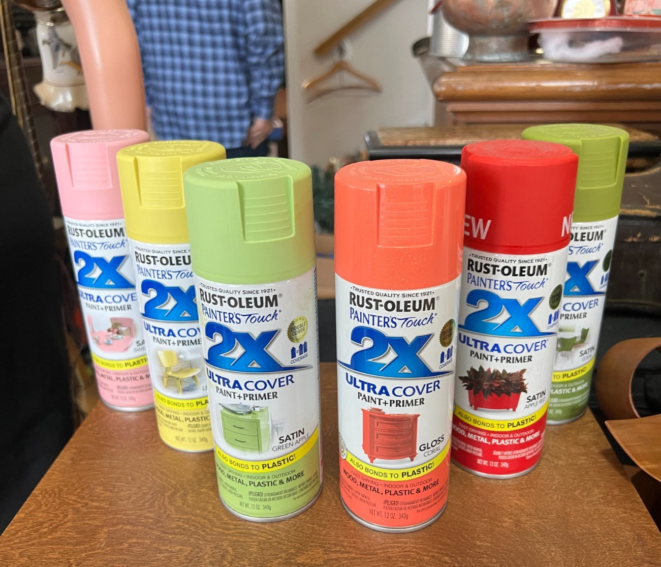 Lot of 6 Cans Rust-Oleam Painters Touch 2X Ultra Cover Spray Paint & Primer Mix