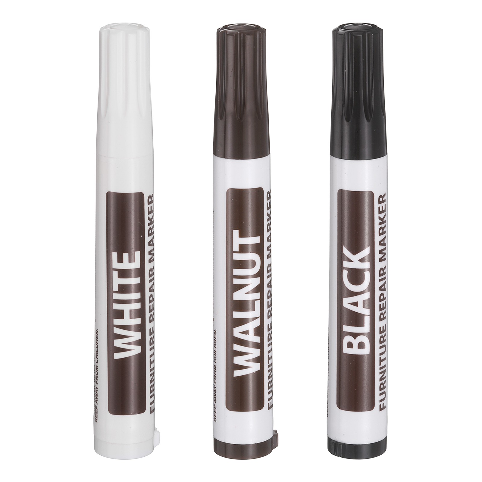 Furniture Repair Wood Marker, 3 Pcs Black/White/Walnut Touch Up Filler Sticks