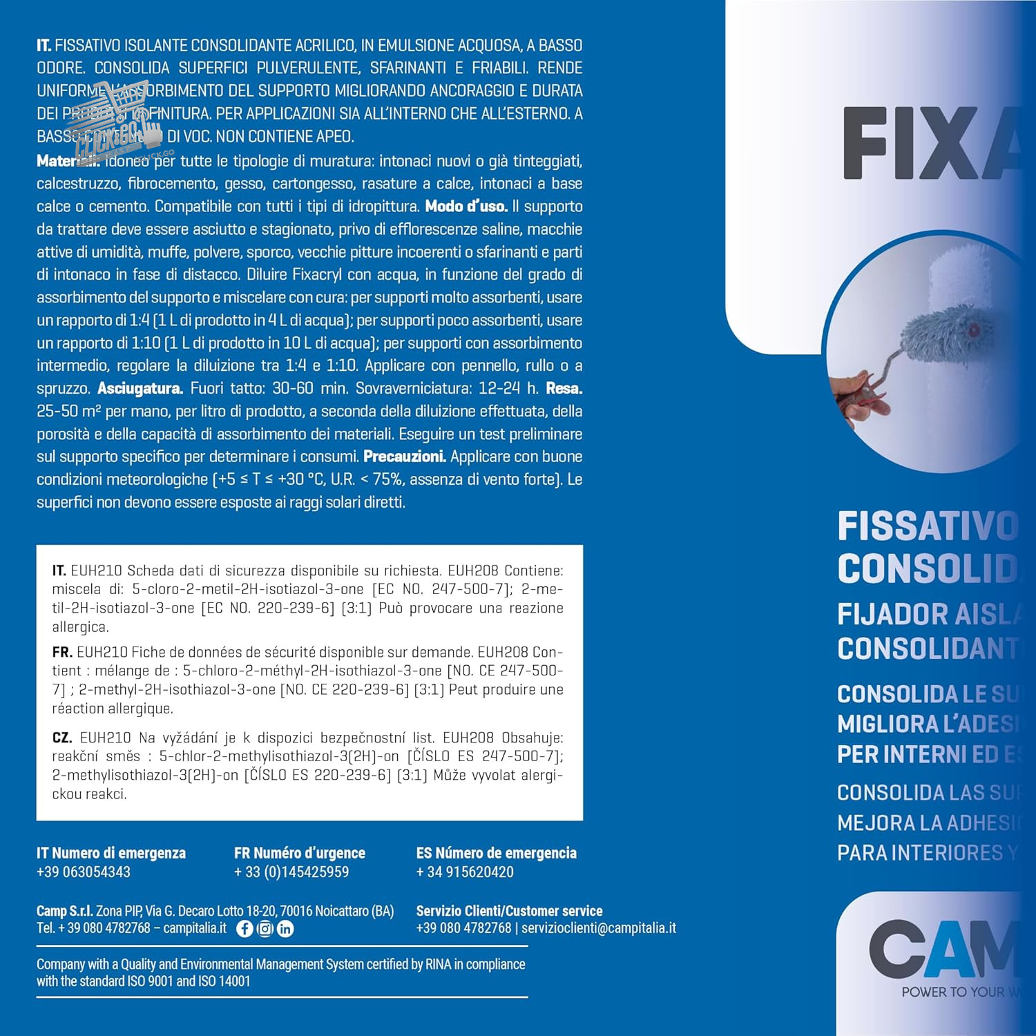 Fixative Walls Insulating Acrylic Primer Plasterboard Interior Outdoor 5L