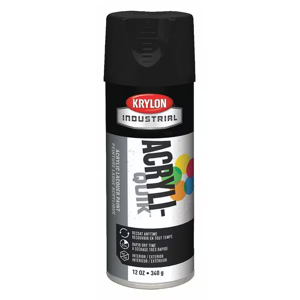 Industrial Spray Paint, Black, Semi-Flat, Solvent, 12 oz K01613A07 Industrial