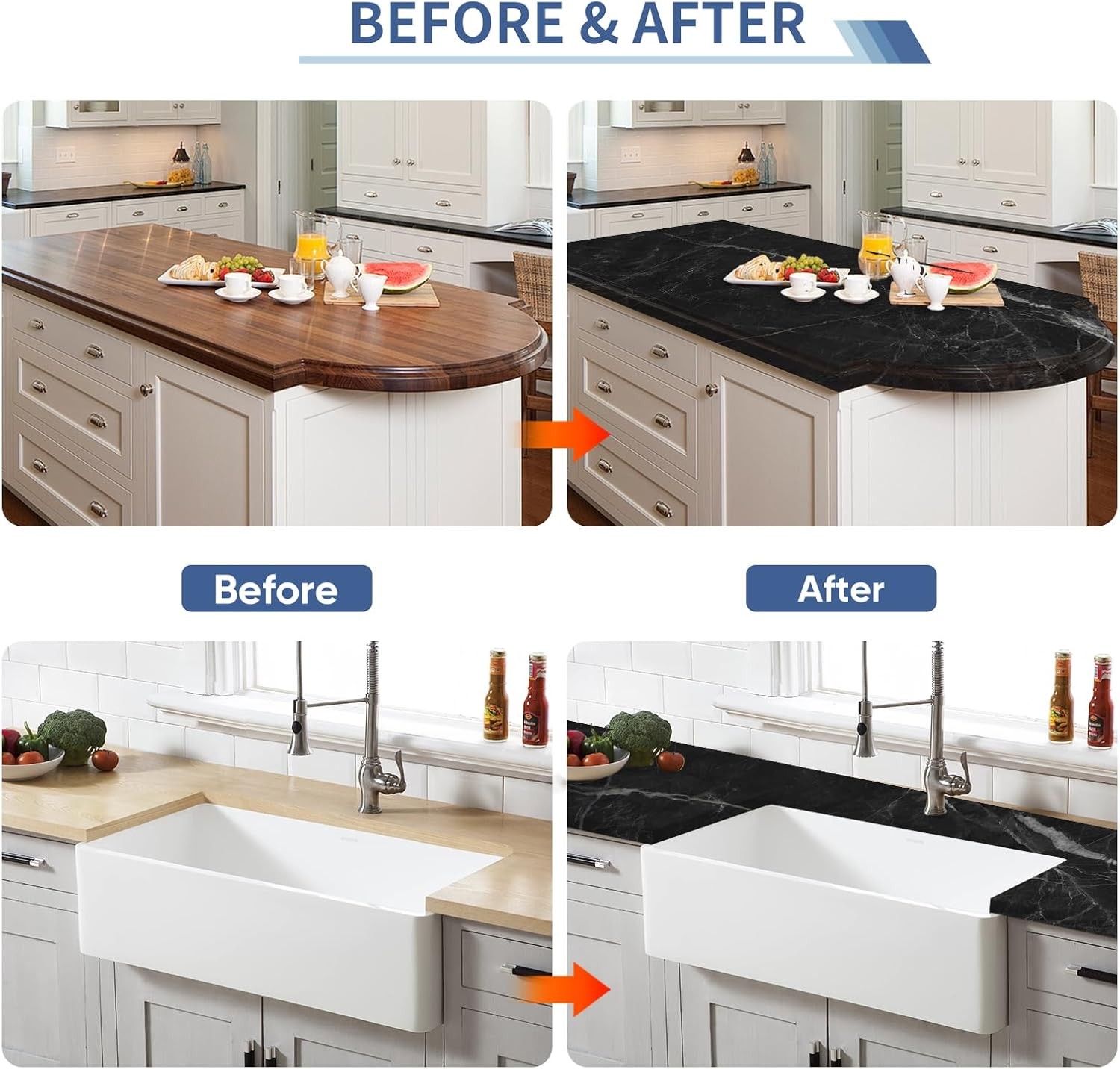 Black Marble Countertop Paint Kit Epoxy Countertop Refinishing Paint Kit, Kitche