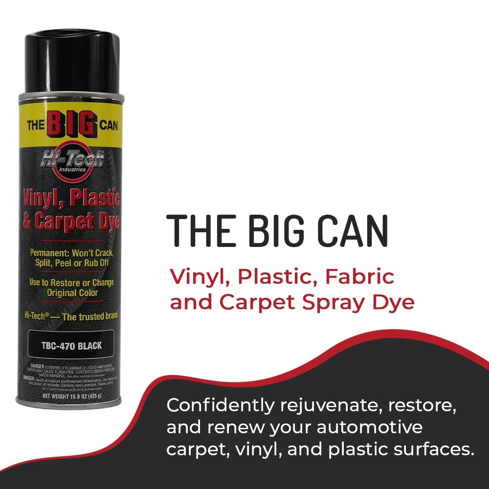 HI-TECH Big Can Vinyl, Plastic, Fabric and Carpet Spray Dye, Black, 15oz | Perma